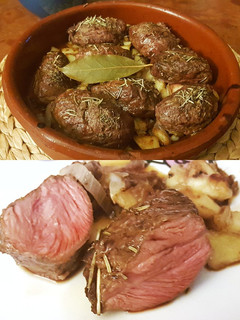 Una foto de Carrilleras de Ibérico al horno con Patatas Encebolladas