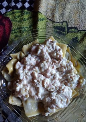 Una foto de Salsa caruso con ravioles de verdura 😍