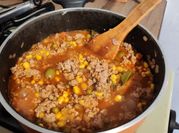 Una foto de picadillo de carne molida tipo boloñesa
