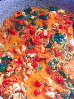 Une photo de Spaghettis sauce crevettes et Boursin