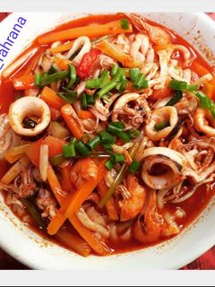 Foto resep Jjamppong 짬뽕 alias Mie Seafood Pedas khas Korea
