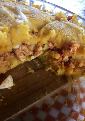 Una foto de Pastel de papa y zapallo cabutia