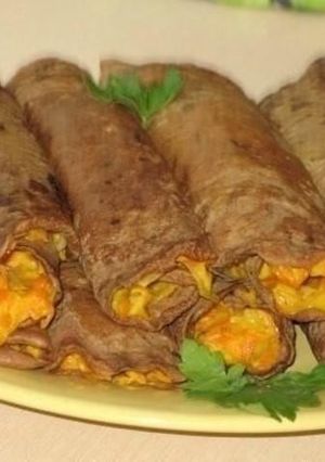 Фото Печеночные блинчики с начинкой.