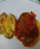 Peceto a la portuguesa con papas aplastadas