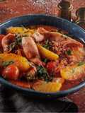 Lulas com batatas e tomates-cereja