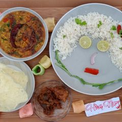 Daal Palaak with Rice, Achaar, salaad, Papar...😊 A picture of Daal Palaak with Rice, Achaar, salaad, Papar...😊.