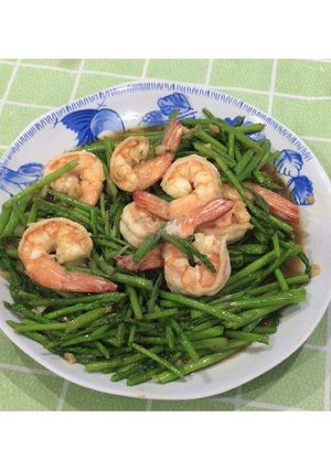 รูปของ หน่อไม้ฝรั่งผัดกุ้ง ง่ายๆ