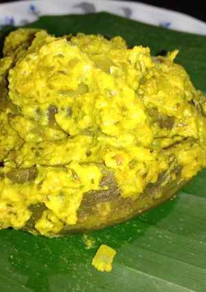 A picture of Steamed brinjal masala.