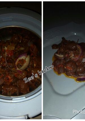 A picture of Gbomo(ganda) sauce to go with rice and yam.