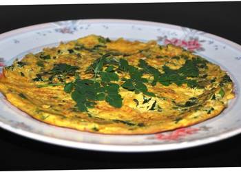 Easiest Way to Make Appetizing Omlet with spiced onions drumstick leaves and lemon juice