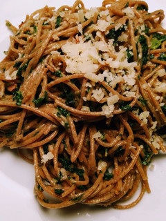 A picture of Kale & Bacon pasta.