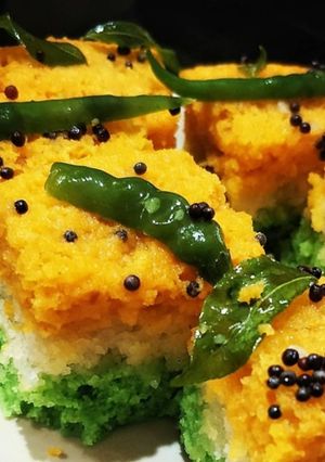 A picture of Tricolor Dhokla.