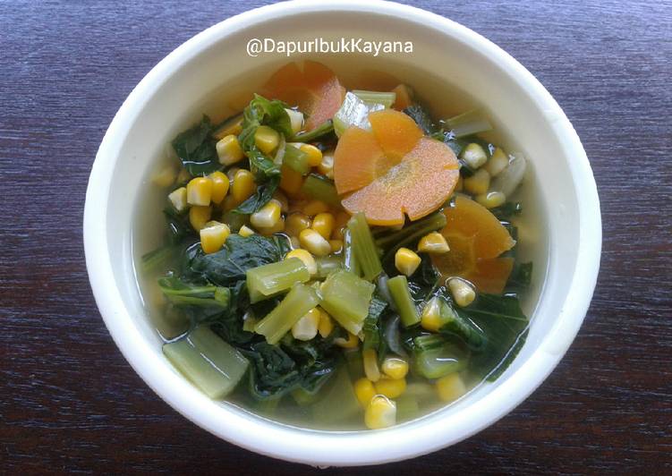 Resep 205. Sayur Bening Sawi Seger Sambung Magiccom, Enak Banget