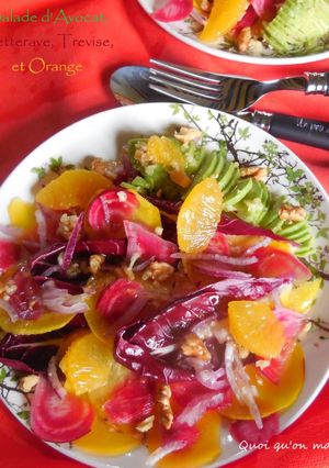 Une photo de Salade d’hiver avocat, betterave, trévise et orange