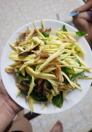 Hình của món Gỏi xoài khô cá lóc.
