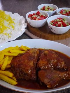 عکسی از دستور خورش مرغ ذغالی(مرغ دودی)