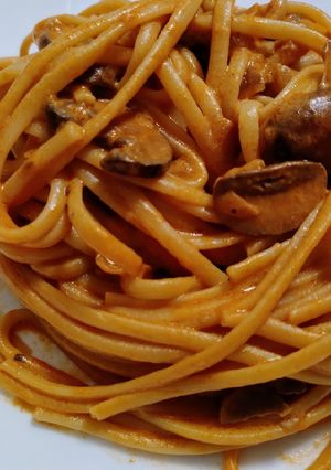 A picture of Mushroom ragu pasta.