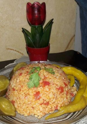 صورة لوصفة برغل ببندورة🍅🌶🍚