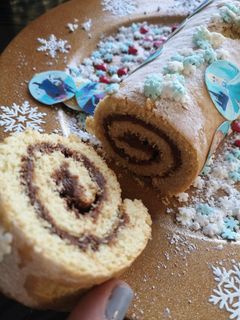 Une photo de Gâteau roulé cœur chocolat