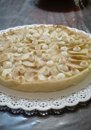 Una foto de Tarta de crema pastelera y manzanas