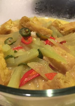 Foto resep Tahu kuah santan + labu siam