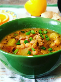 Una foto de Guiso de cerdo con garbanzos a la naranja