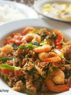 รูปของ ผัดกระเพราหมูสับ+กุ้ง