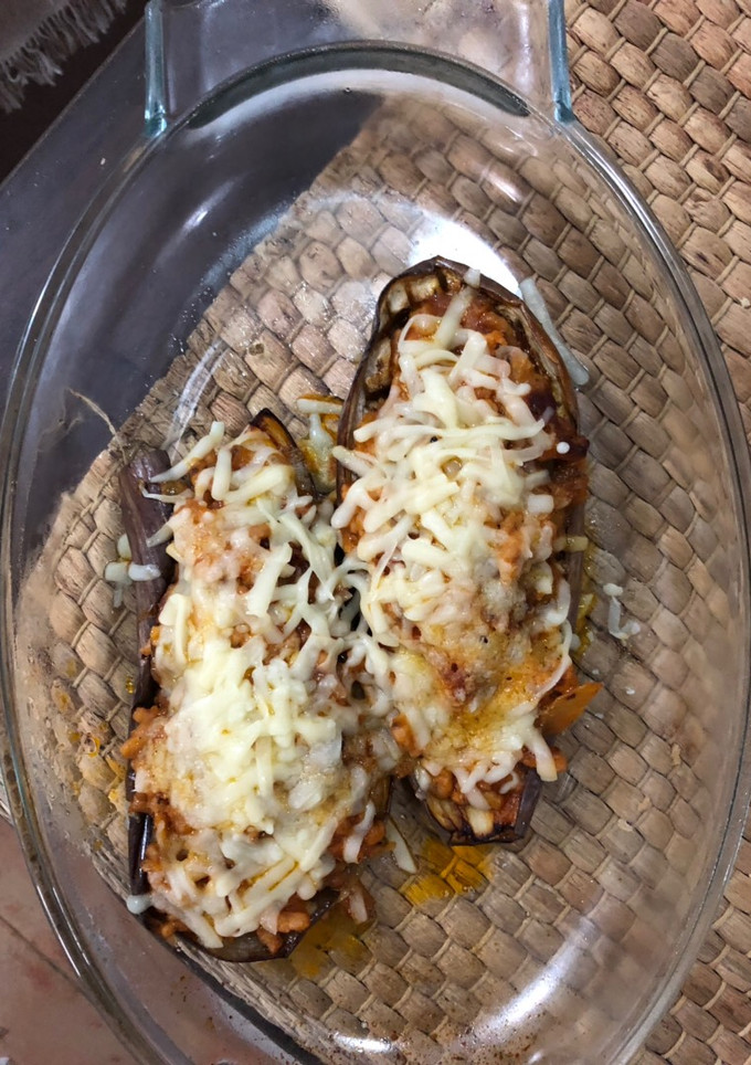 Una foto de Berenjenas rellenas de carne