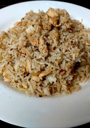 A picture of My Salt + Pepper Seasoned Chicken Fried Rice 😋.