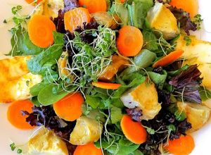 صورة لوصفة سلطة الخضار المشكلة مع جبنة الحلوم المشوية