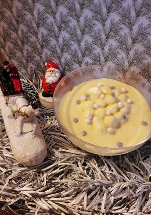 A picture of Caramel Bavarian Yule Log with Lemon Curd.
