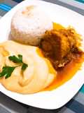 Pollo adobado con Puré
