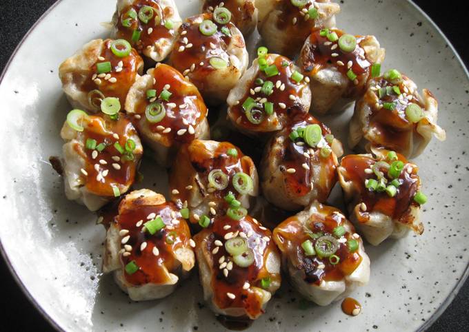 Pan-fried Mini Dim Sims (Shumai) with Teriyaki Sauce Recipe by Hiroko ...