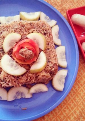 A picture of Soya chunks pulao.