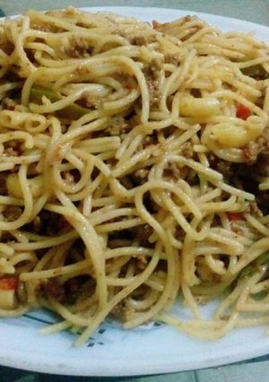 A picture of Mutton minced speghetti.