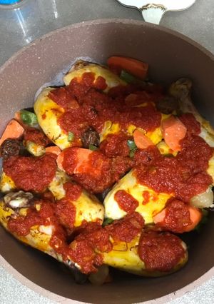 عکسی از دستور خورشت مرغ و بادمجان