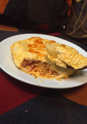 Hình của món Omurice - Cơm cuộn trứng kiểu Nhật - (phiên bản vét tủ lạnh).