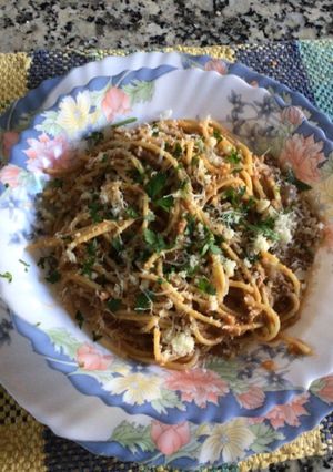Una foto de Pasta con carne molida y queso