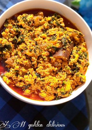A picture of Fried Egusi soup.
