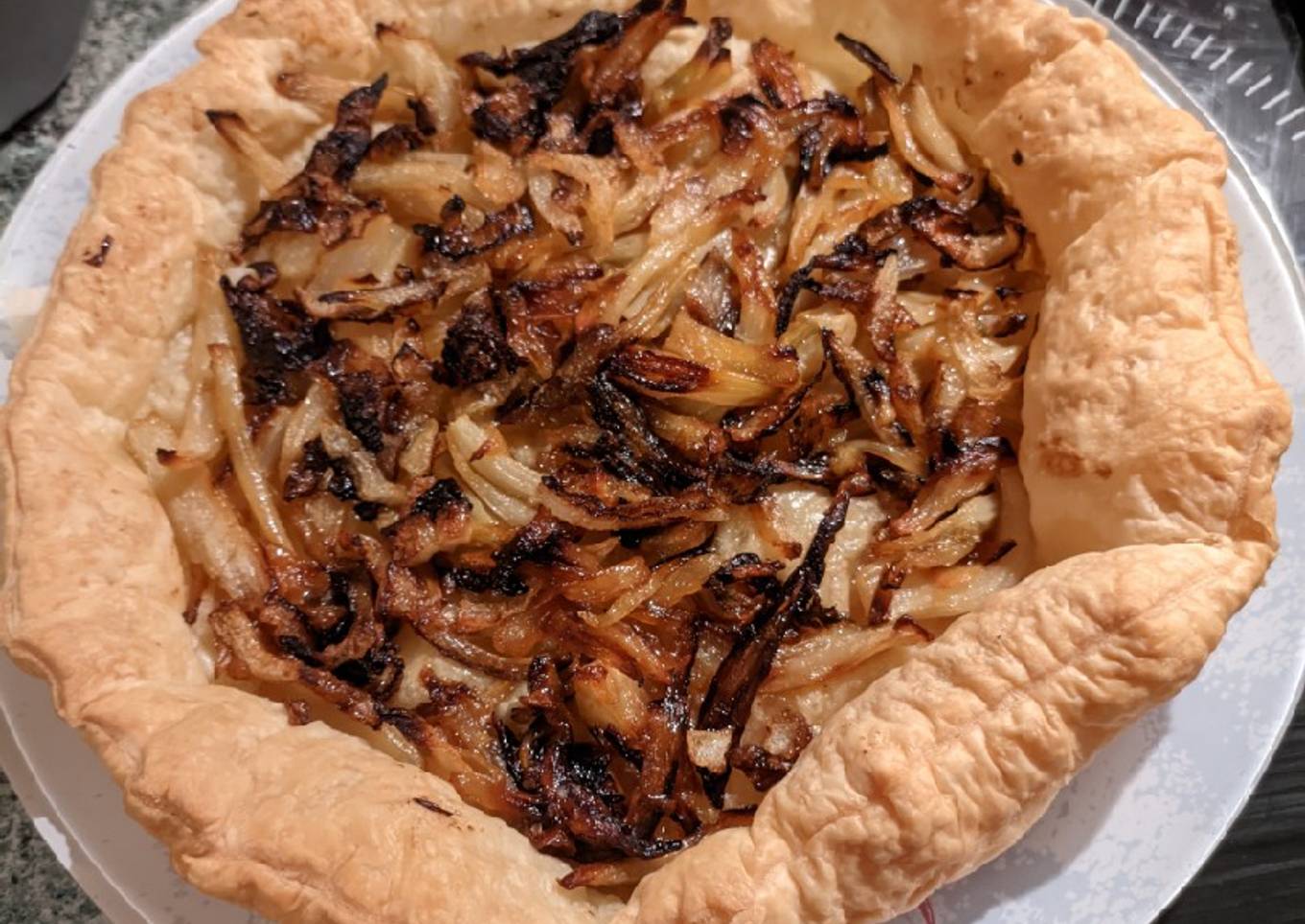 Tarte confit fenouil (avec de l'oignon, du miel, de l'orange)