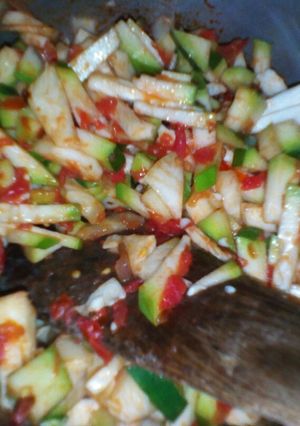 A picture of Steamed fried cucumbers # theme challenge.