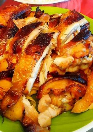 รูปของ ไก่ย่างหนังกรอบๆ ด้วยหม้ออบลมร้อน