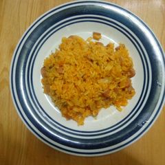 A picture of Portuguese Sausage and Rice.
