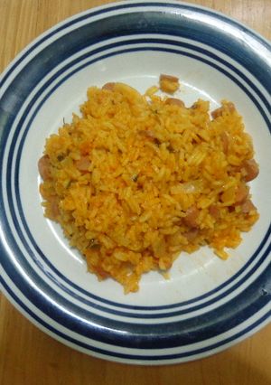 A picture of Portuguese Sausage and Rice.