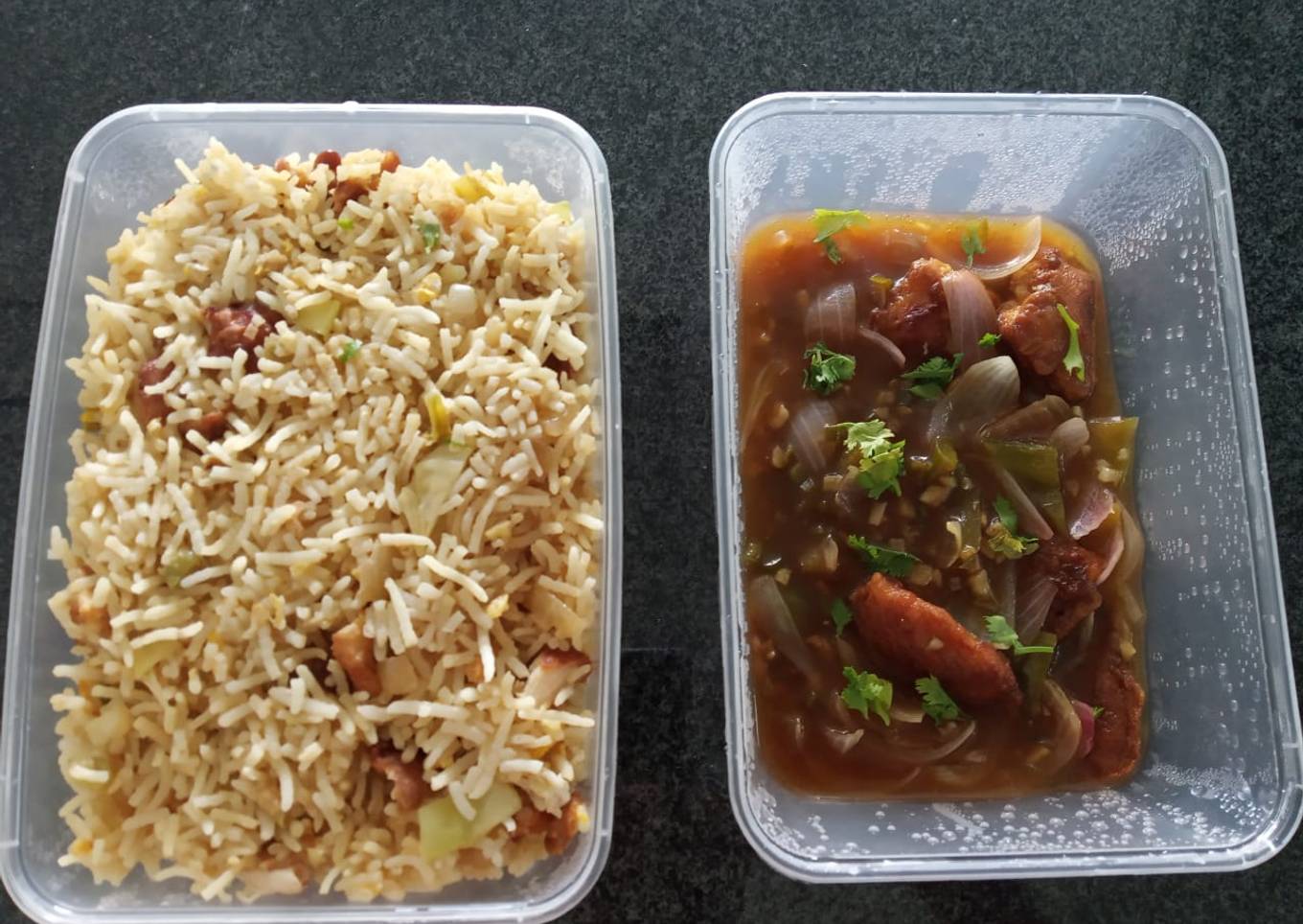 Chicken Fried Rice with Chicken Manchurian