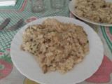 Risotto de champiñones y pollo