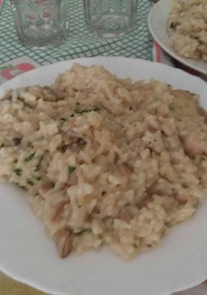 Una foto de Risotto de champiñones y pollo
