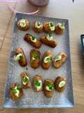 Croquetas de Chistorra y Huevo Frito, Jamón de jabugo y Carne del Caldo