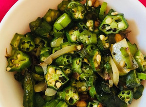 A picture of South style Okra Stir fry / Vendakkai Poriyal.