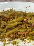 Penne senza Glutine con Mortadella, Pesto, Noci e Pistacchio
